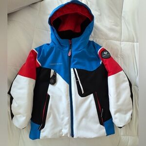 Obermeyer Blue, Red, Black and White Colorblock Ski Jacket 5 Little Kids